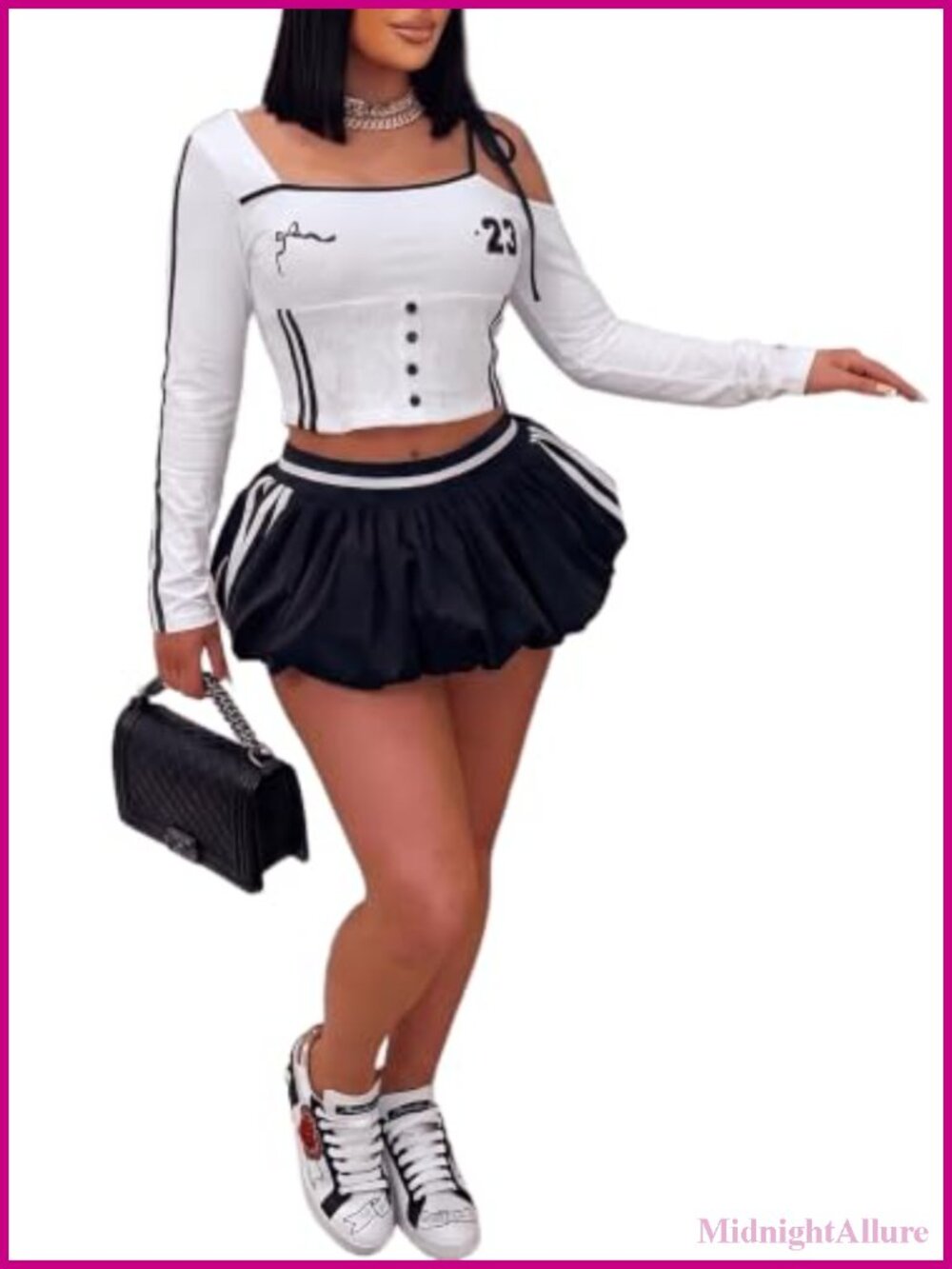 Women's Two Piece Outfit Sexy Y2K Crop Top Bubble Mini Skirt Set